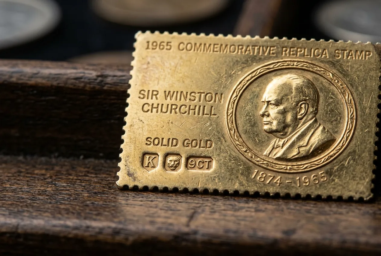 18ct solid gold vs 22kt plated Churchill gold stamps hallmarks