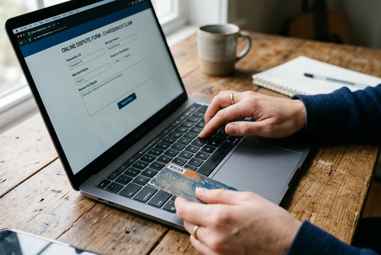 Ukázka online formuláře Adyen pro vyhledání a reklamaci neznámé transakce