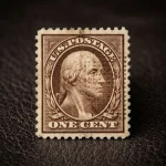 Brown colored George Washington half cent stamp Z grill value comparison