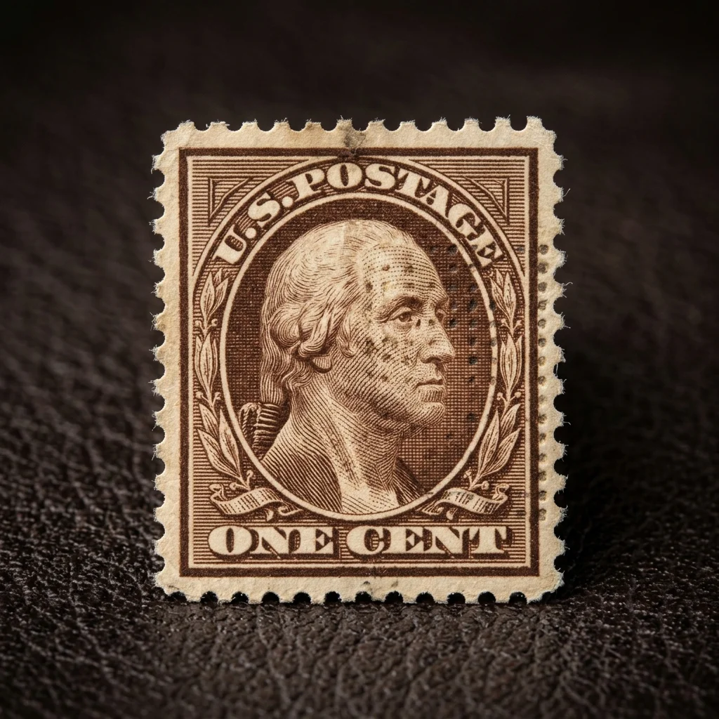 Brown colored George Washington half cent stamp Z grill value comparison