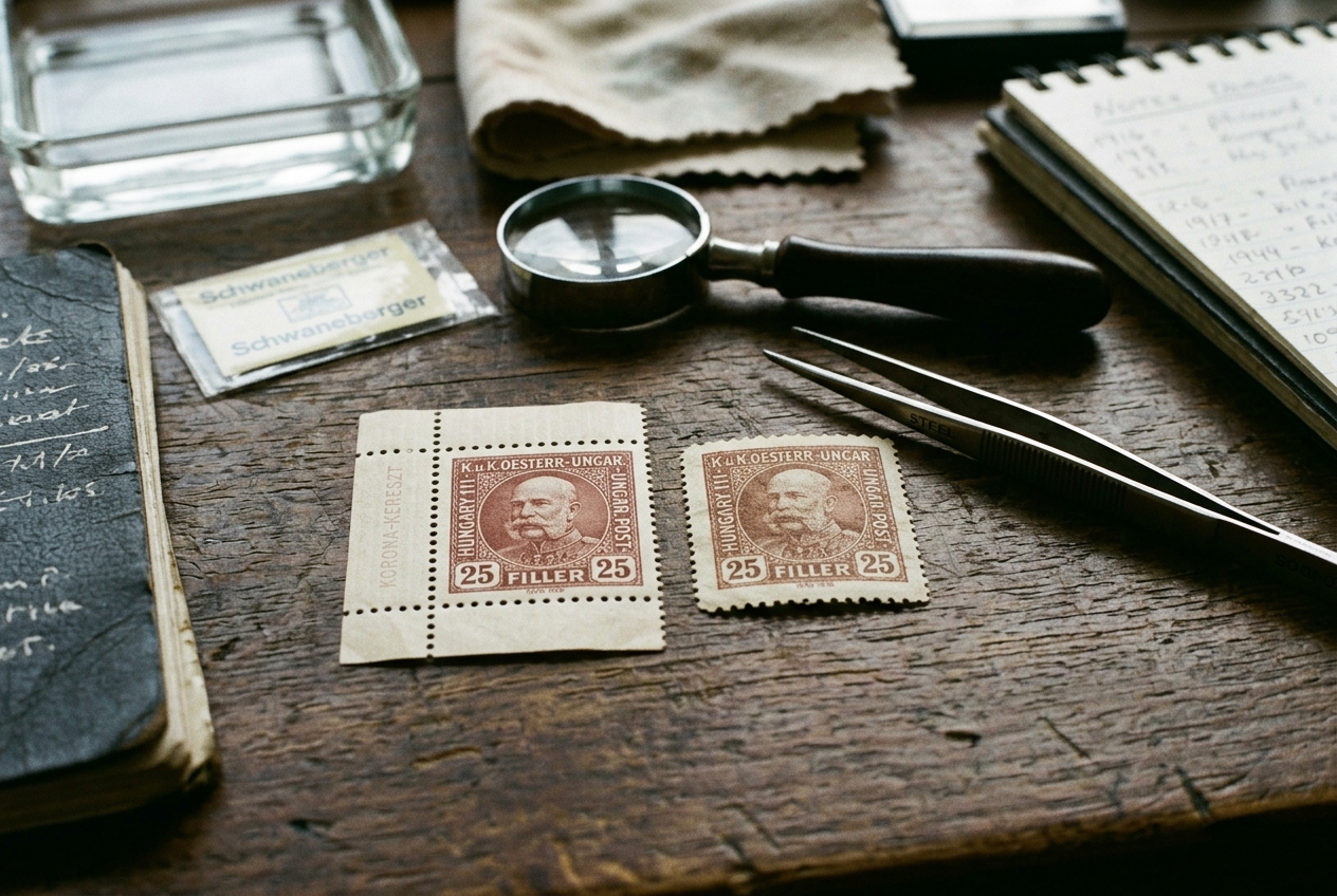 P.Hungry111 Stamp Value: I Appraised 50 Stamps, Here is the Brutal Truth 3 Comparing real and forged Hungary 111 stamps to show watermark and perforation differences