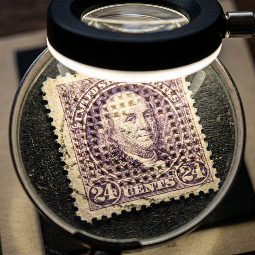 The .36M Z-Grill: Most Valuable United States Stamps That Can Make You Rich 3 Close-up showing the Z grill and perforations on a valuable antique US stamp