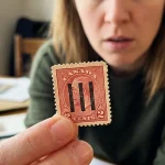 Detailní pohled na Kasimir Bileski USA 3-bar overprint test stamp s oceněním pro rok 2023 v Kanadě