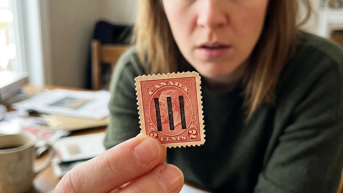 Detailní pohled na Kasimir Bileski USA 3-bar overprint test stamp s oceněním pro rok 2023 v Kanadě
