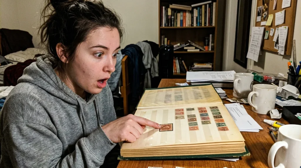 A magnifying glass inspecting the most valuable united states stamps from a rare collection