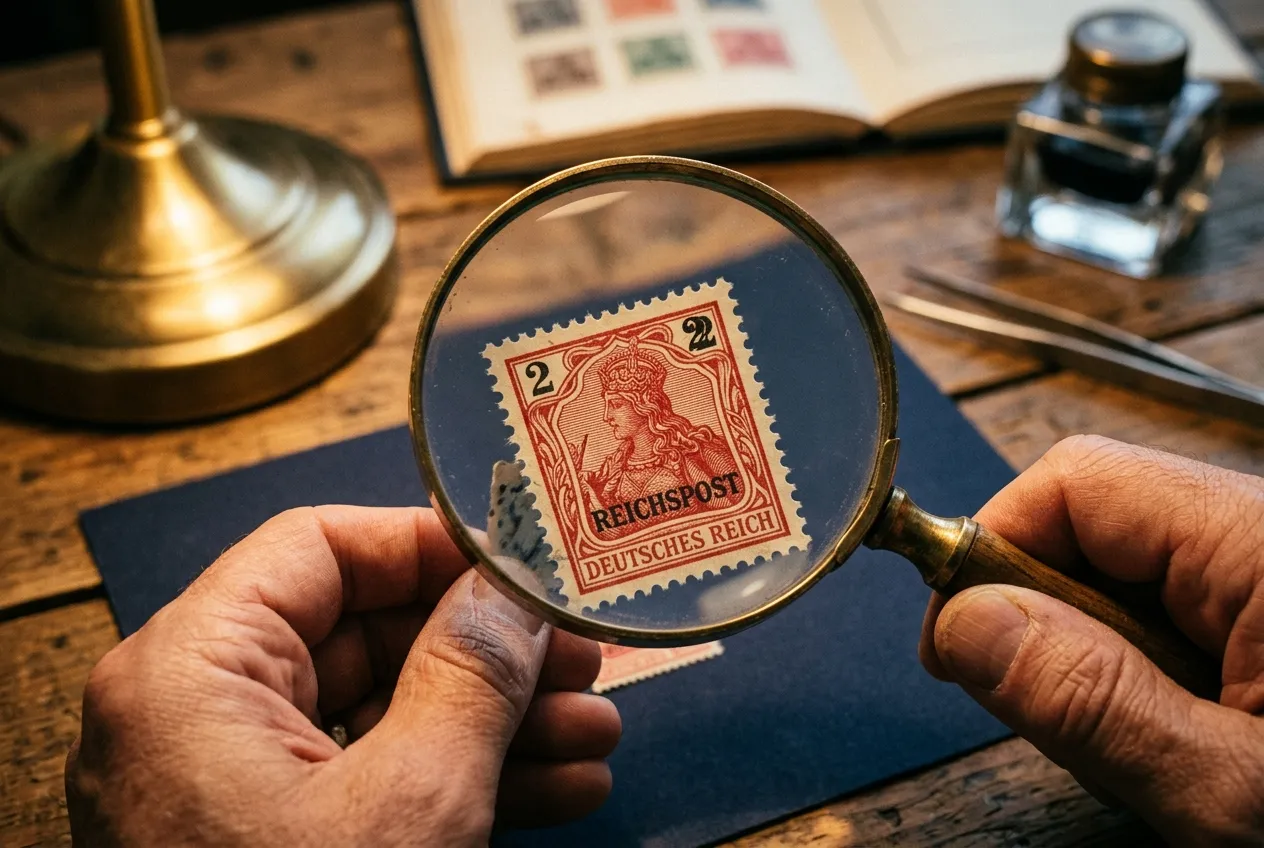 Rare German Stamps: 7 Surprising Discoveries That Could Make You Rich 3 Close-up of a rare German stamp quatrefoil watermark and printing error