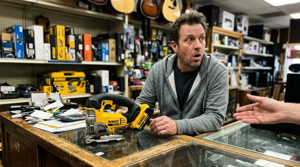 Pawn Shops That Buy Jigsaws: Don't Get Ripped Off (2026 Payout Guide) 28 A high-quality cordless jigsaw placed on a pawn shop counter