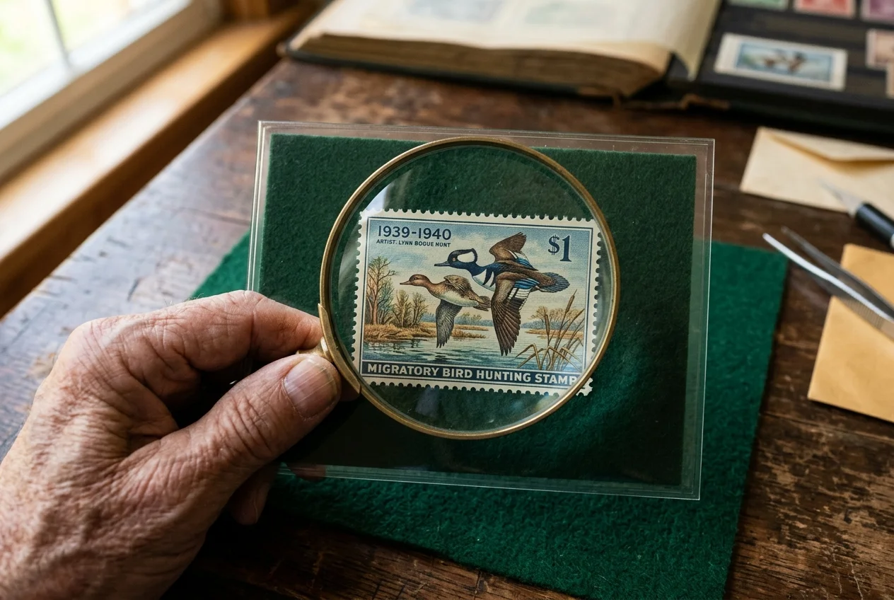 Federal Duck Stamp Value Guide: Is Your Collection Worth ,000+? 3 Close up of a mint condition duck stamp highlighting centering and gum condition