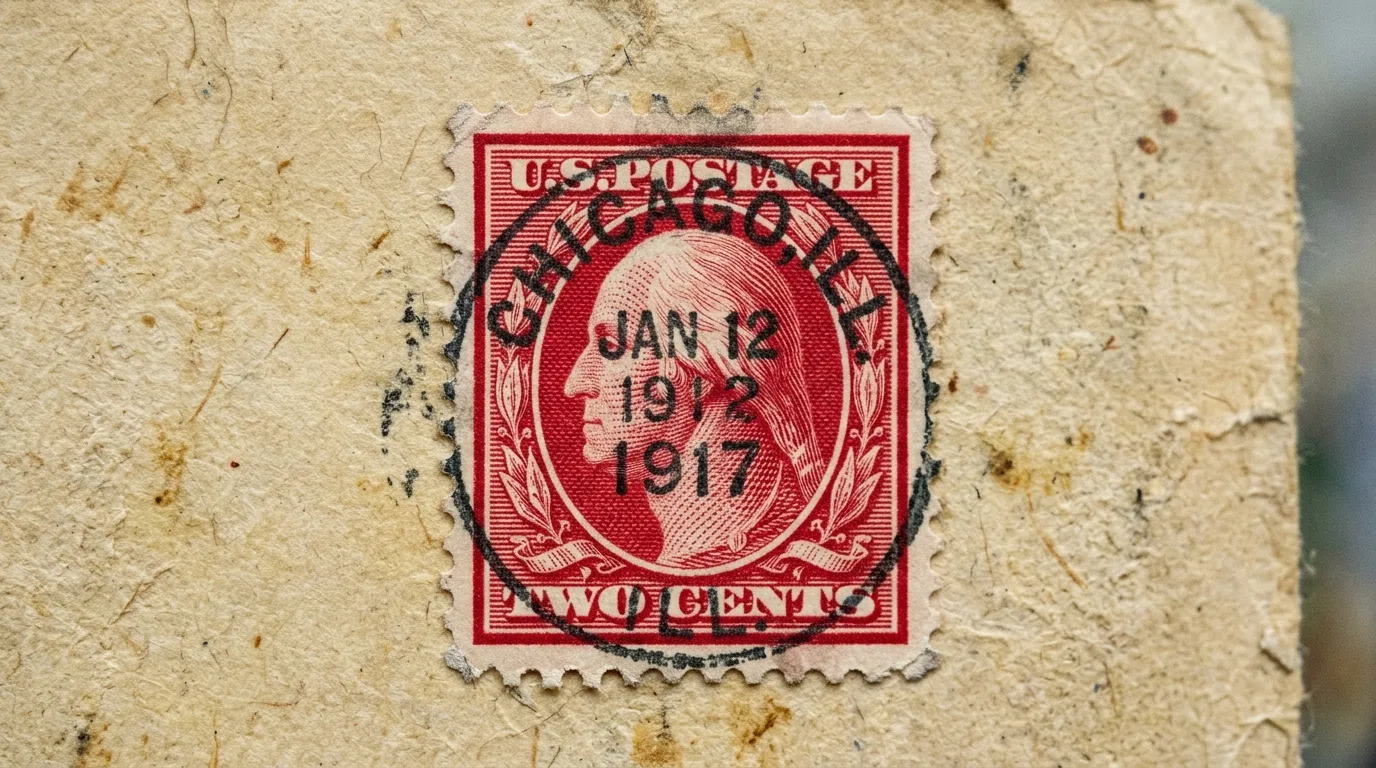 Red 2 Cent George Washington Stamp Value: A Collector's Guide 2 A close-up of a red 2 cent George Washington postage stamp used in early 20th century.