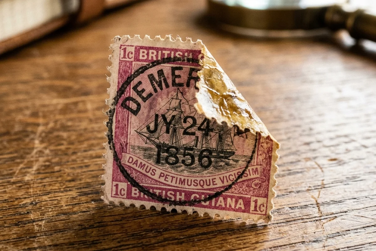 Close-up of a rare Buccleuch Block stamp highlighting original gum and perforations.