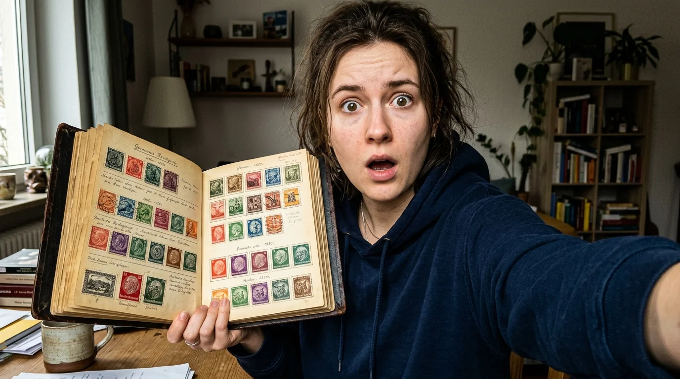 Where Can I Sell My German Stamps Without Getting Scammed? (2026 Guide) 2 Vintage German stamp collection with a magnifying glass for valuation